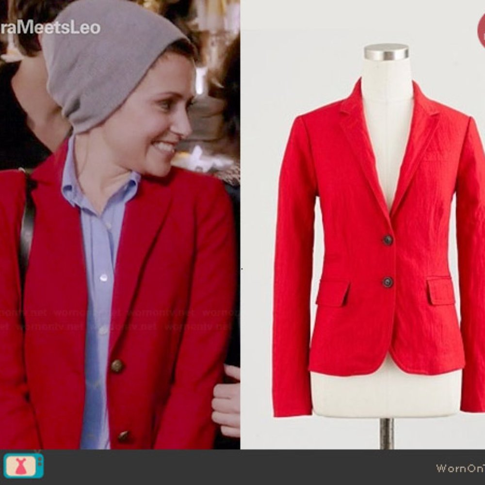 J Crew Schoolboy Red Herringbone Blazer Size 4